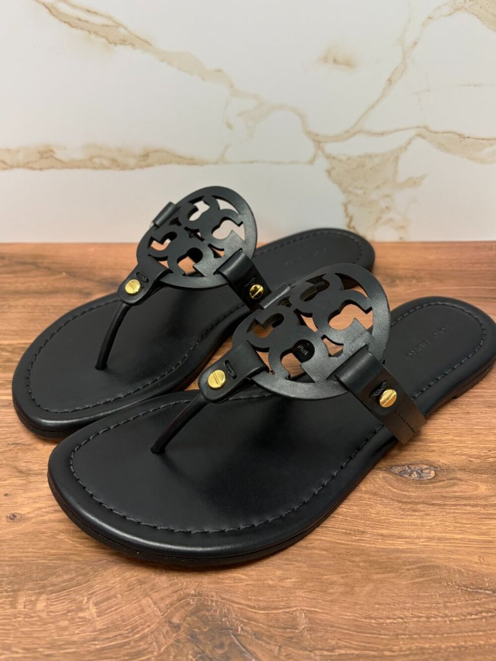Tory Burch Miller Sandals Perfect Black New with Tags Sizes 8.5 , 9.5, & 10